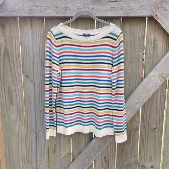 Talbots Lambswool Rainbow Stripe Crew Neck Sweater Top - Picture 1 of 7